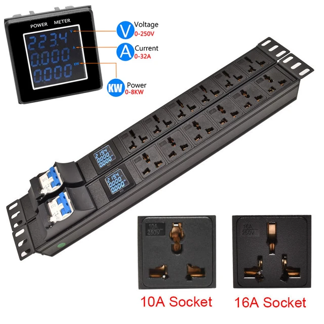 1U 19Inch Engineering Network Cabinet Rack PDU Power Strip with