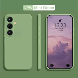 Delicate Liquid Silicone Camera Lens Protector Phone Case with Soft Cover - Galaxy S24 UItra (Green)