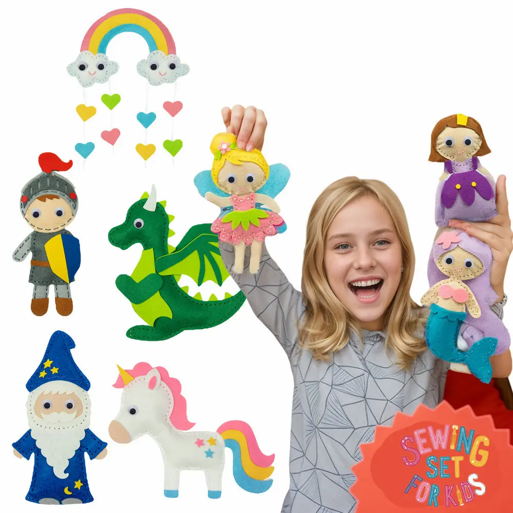 Felt Sewing Kit 8 Piece for Beginners Kids Fun and Educational Craft Set Gift Preschool Educational Toys Craft Felt with Safety