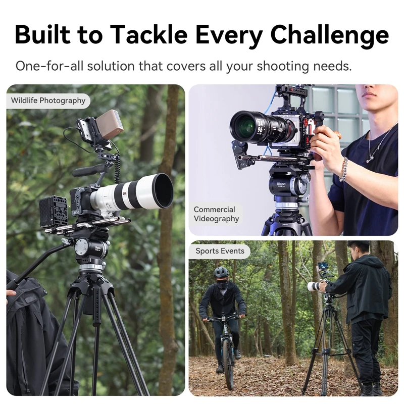 Ulanzi Video Fast Heavy Duty Fluid Video Head Dynamic Balance Hydraulic Ballhead w Quick Release Plate for Tripod Max Load 10KG