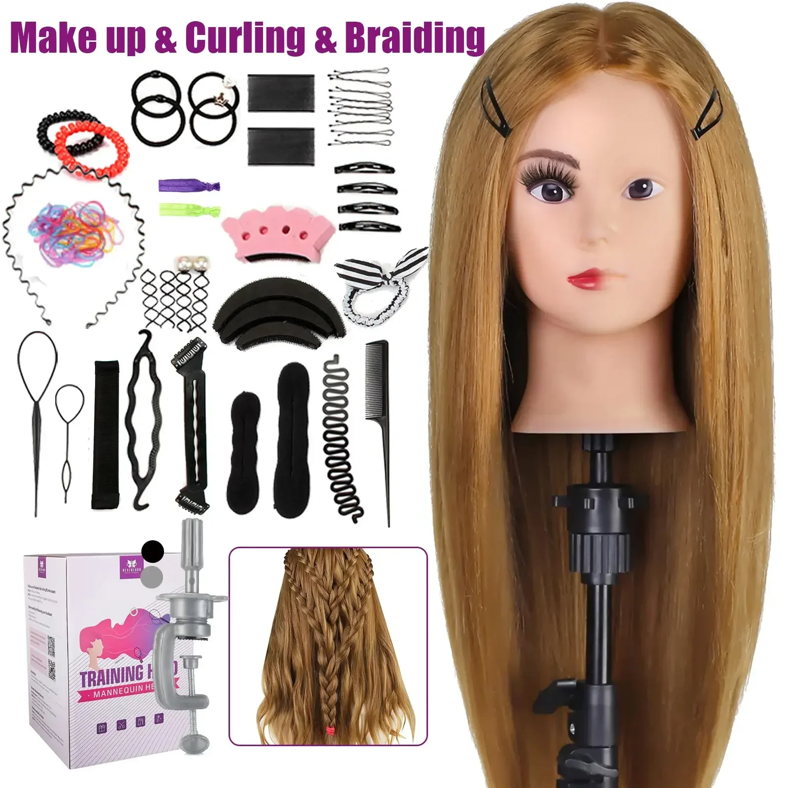 Practice-Training-Head-Doll-Mannequin-Head-With-Real-Hair-80 ...