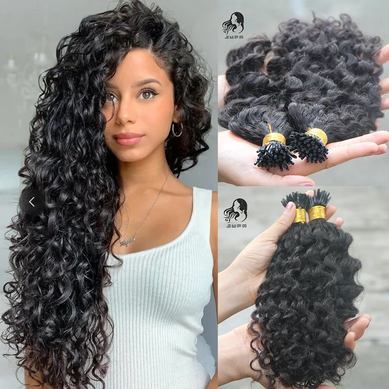 Hot SellI Tip Hair Extensions Original Natural Hair For Capsule Extension 18-30inch Multicolor Real Human Fusion Curly Wave