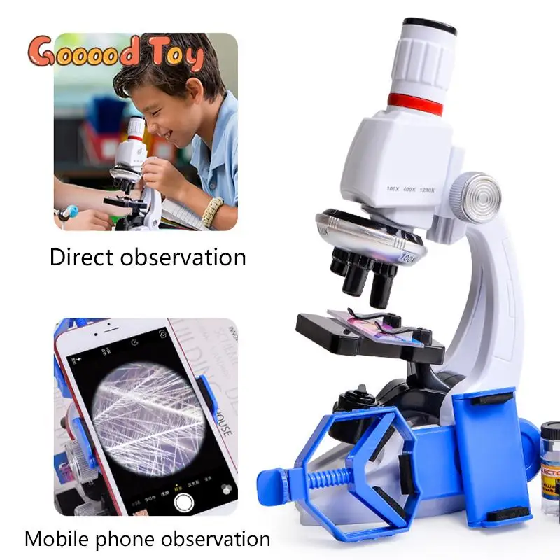 Kids Science Biology Microscopes 1200X Elementary Children's School Microscope Digital Monocular Microscope Toys Gifts