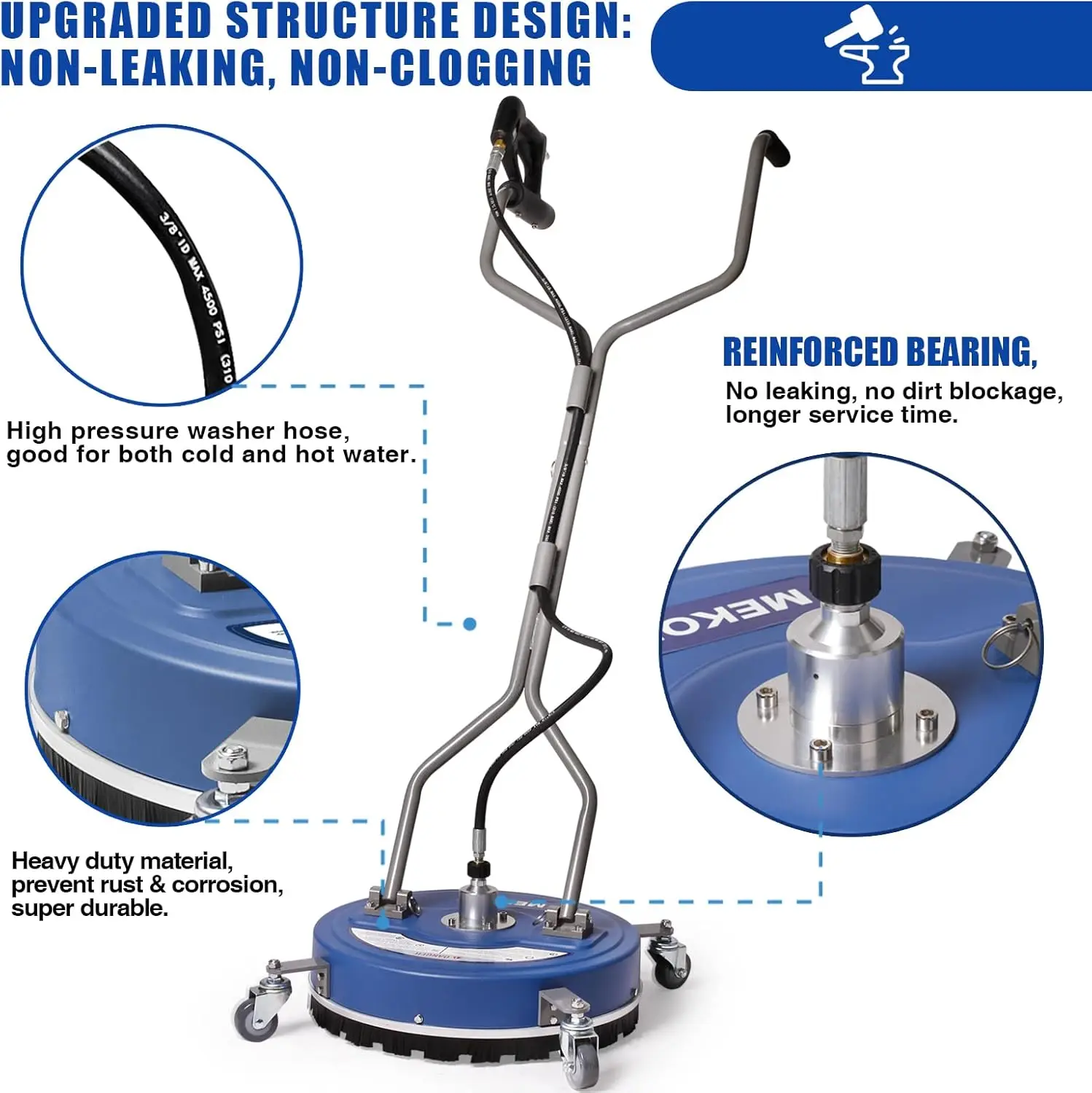 20-Inch 4500 PSI Pressure Washer Surface Cleaner Attachment with Wheels