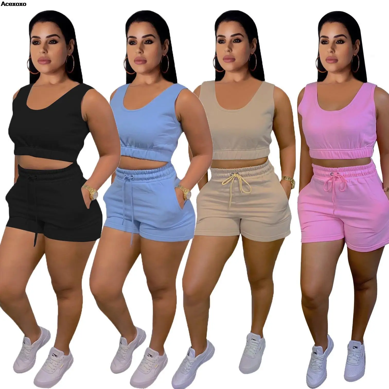 

Summer new fashion solid color slim-fit vest sports casual suit