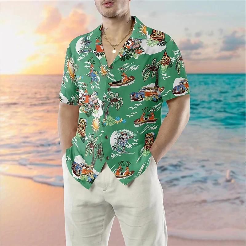 

Men's Shirt Summer Hawaiian Shirt Floral Graphic Prints Leaves Turndown Casual Holiday Short Sleeve Button-Down Print Clothing