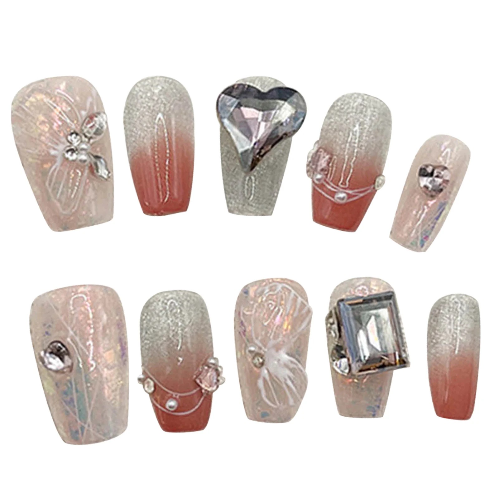 

Pink Smudging Fake Nails with Sweet & Charming Reusable False Nails for Hot Girl Dress Matching