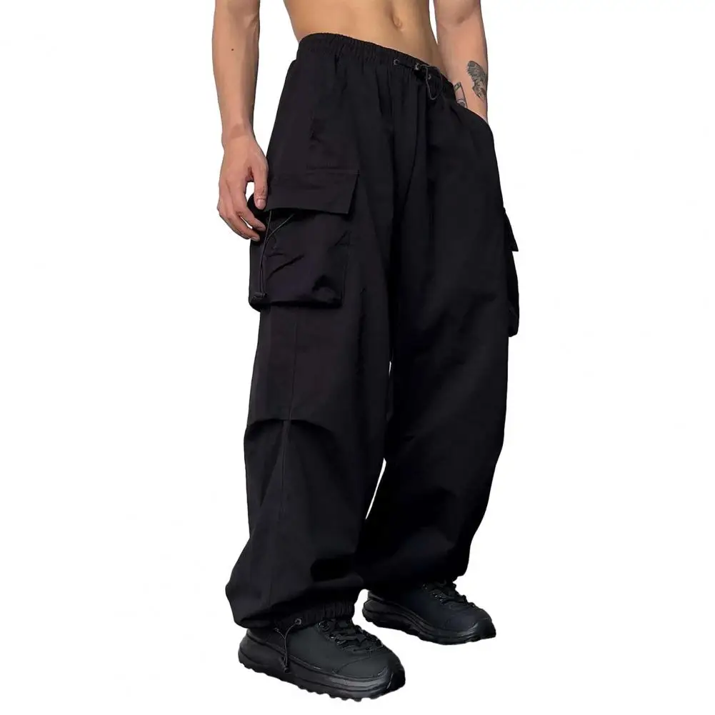 

Multi-pocket Pants Oversized Multi Pocket Cargo Pants for Men with Elastic High Waist Crotch Breathable Hop Streetwear Trousers