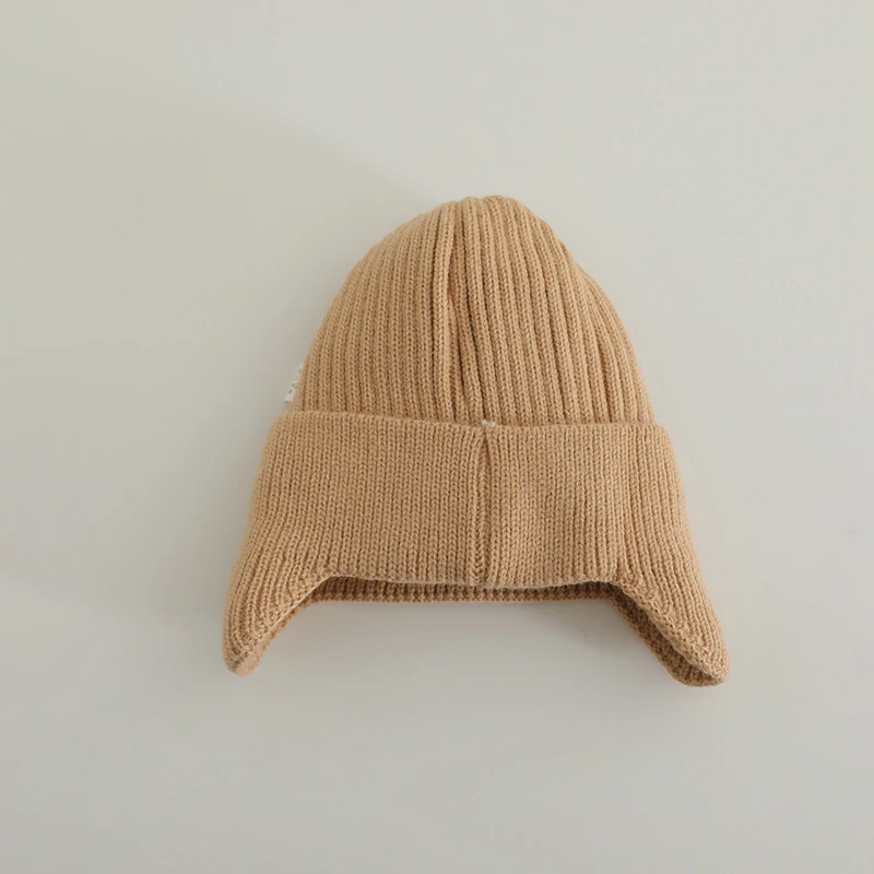 New Winter Kids Cartoon Knitted Hats Warm Ear Protection Hat for Boys Double Layer Pullover Beanie Cap 1-4Y