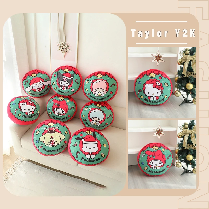 

35cm Sanrio Hello Kitty Cushion Anime Figure Kuromi Cinnamoroll My Melody Plush Throw Pillow Cartoon Christma Comfort Nap Pillow