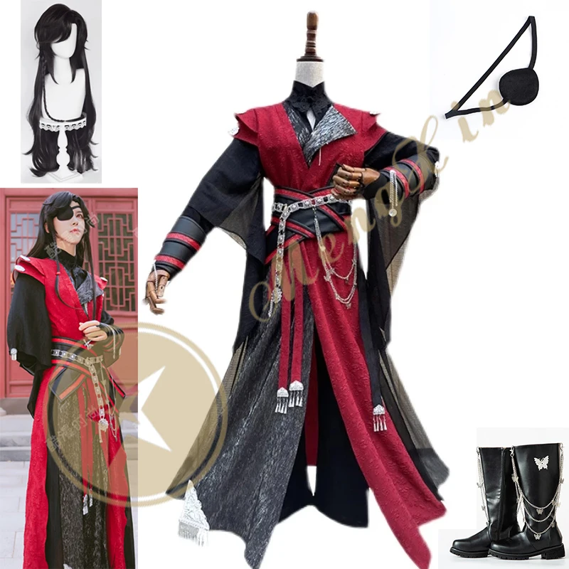 Tian Guan Ci Fu Cosplay Hua Cheng Costume Blakc And Red Outfits Hanfu ...