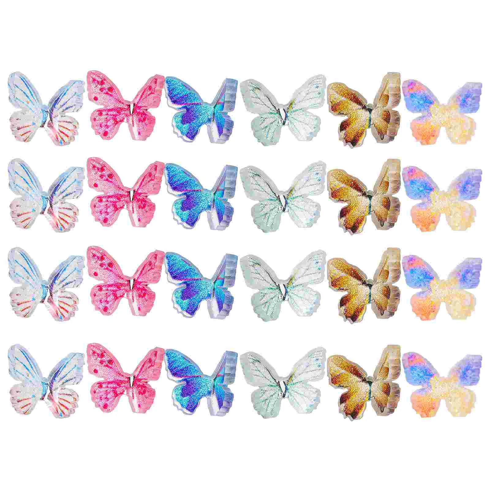 

24 Pcs Miniature Butterfly Fairy Garden Butterflies 3d Nail Charms for Nails Toy Micro Landscape Decor Statue Cartoon