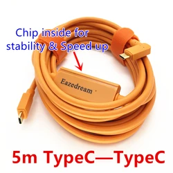 Eazedream High-Speed Type-C USB to USB-C Tethered Cable (5m TypeC to TypeC)