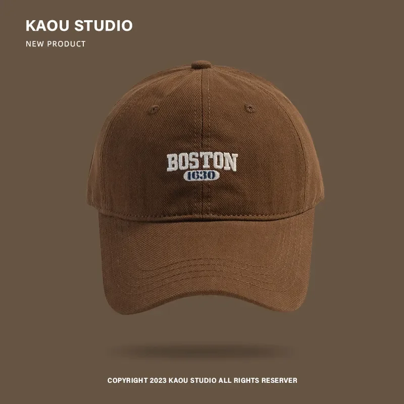 BOSTON 1630 Large size62cm Ins Embroidered Peaked Cap Korean Style Versatile Curved Brim Trendy Men's Spring Autumn Baseball Cap 3