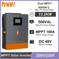 Convertisseur solaire hybride hors réseau PowMr 13,2 kW, 2 MPPT et contrôleur solaire 160A, onde sinusoïdale pure, PV max 500 Vdc, compatible avec les batteries au lithium 1