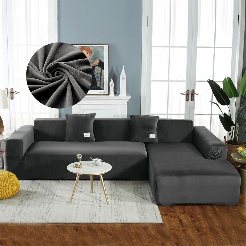 New velvet sofa cover, softer and thicker home protection cover, suitable for L-shaped sofa cover,Armrest sofa covers for home 5