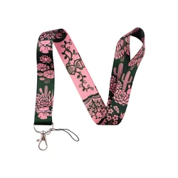 Elegant Rose Floral Lanyard Card Holder - Stylish Accessory for Keys, ID Cards, and Badges (1)