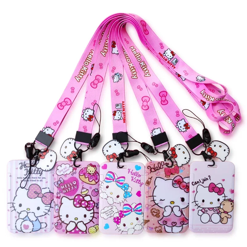 

Sanrio Hello Kitty Lanyard ID Badge Holder Bus Pass Case Cover Slip Bank Credit Card Holder Strap Girls Name Card Case
