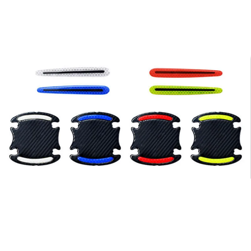 

8pcs/Set Universal Reflective Car Stickers Anti-scratch Strip Door Handle Bowl Cover Car Exterior Protection Accessories