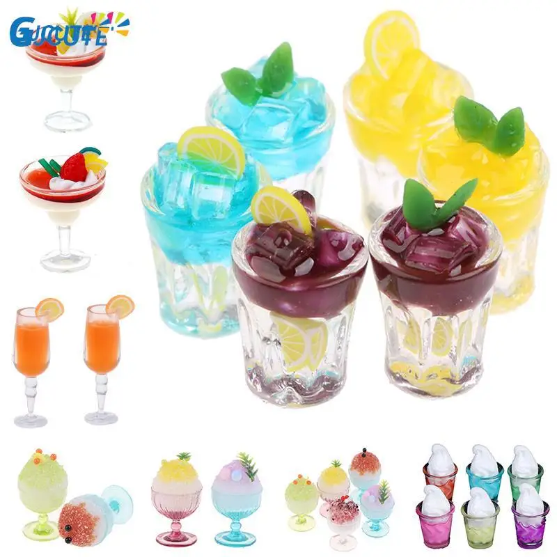 

Фруктовые холодные напитки, чашки для мороженого, набор моделей кукольного домика, миниатюрная игра, мини еда, подходит для игрового домика