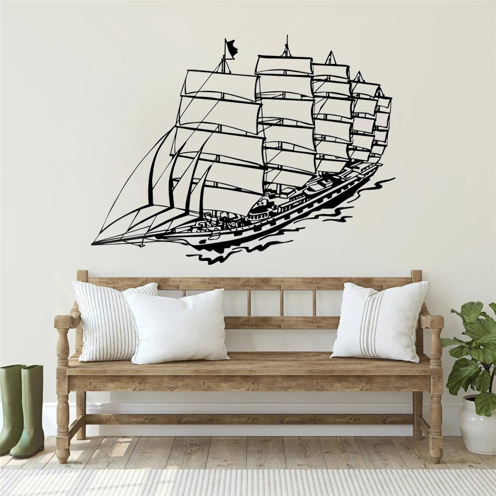 

Nautical Ship Wall Decals Boat Decor Sailboat Stickers Removable Vinyl Murals Sailboat Bedroom Living Room Decoration HJ1461