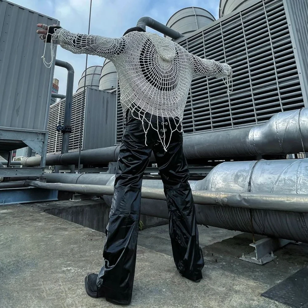 トップス Japanese label damage mesh knit y2k Amazon | [Lamerry] Y2K トップス ダメージニット メッシュ