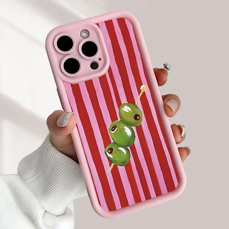 Vibrant Green and Pink Striped TPU Phone Case