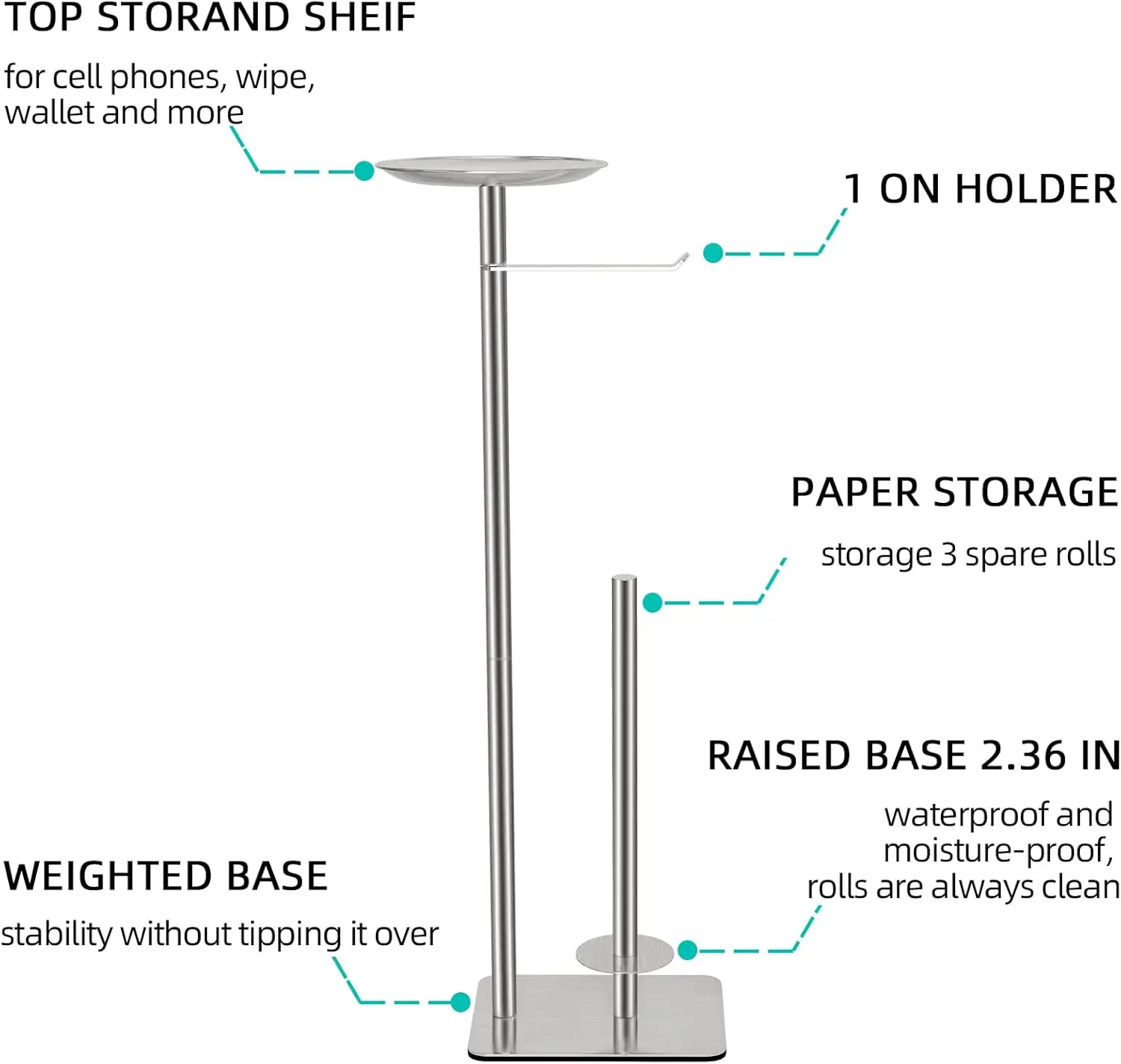 Chrome Standing Toilet Paper Holder - Bodugi chrome standing toilet paper holder