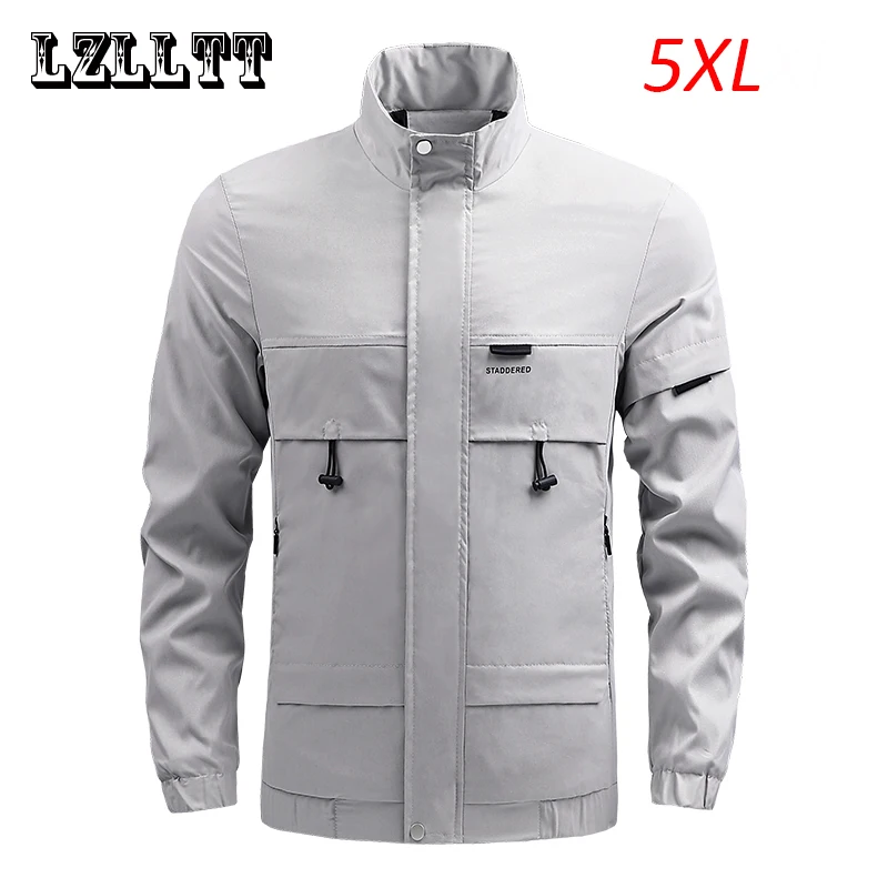 

Spring Autumn 2023 Men Casual Multi Pockets Windproof Jackets Coats Mens Fashion Outdoor Overcoat Jackets Men's Jackets Male 5XL