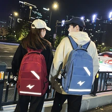 

Backpack 2022 New Reflective Strip Solid Color Computer Backpack Leisure Outdoor Large-capacity Travel Bag Campus School Bag