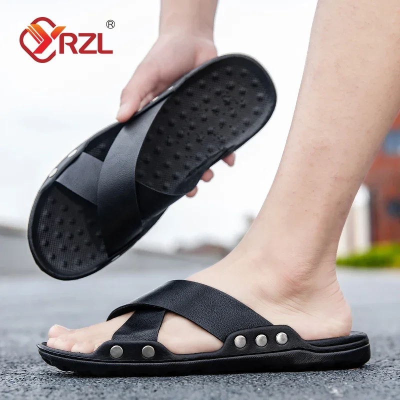 YRZL Slippers for Men Comfortable Indoor Slides Outdoor Casual Sandals Man Lightweight Breathable Beach Slippers Men