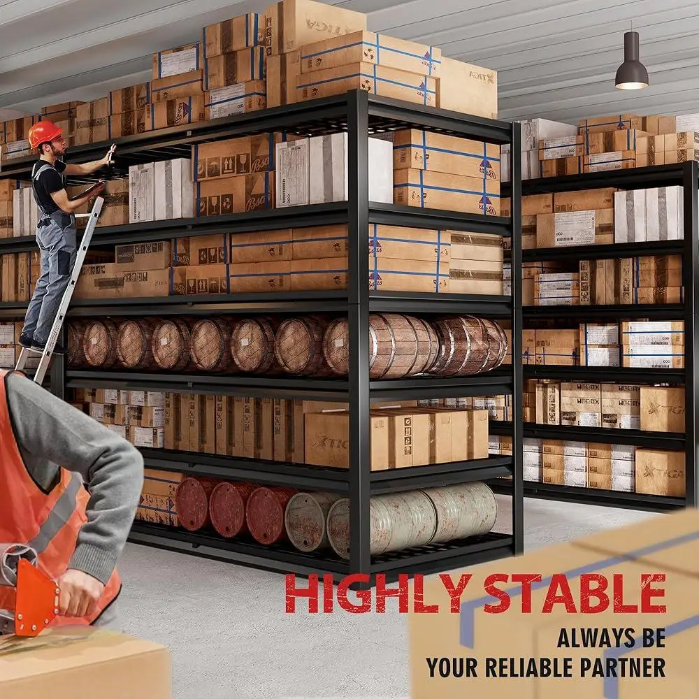 Heavy Duty Garage Shelving 3500LBS Load Capacity 6 Tier Adjustable Metal Storage Rack Industrial Shelves Office Home Gym 5