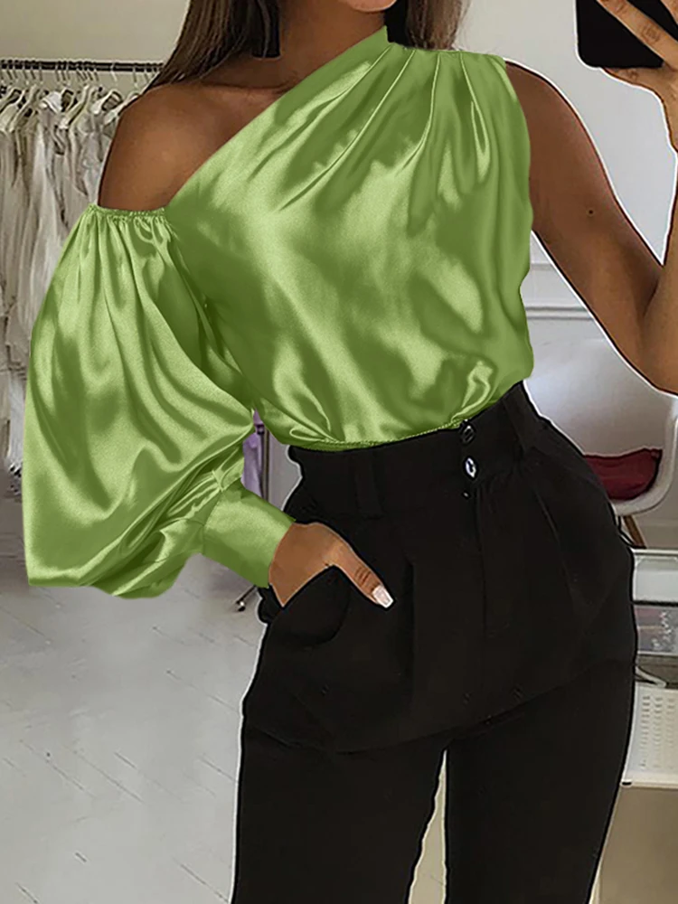 Celmia Chic One Shoulder Bluse elegante Frauen Blusas Mode Laterne Ärmel Tops lässig asymmetrische Streetwear Shirts