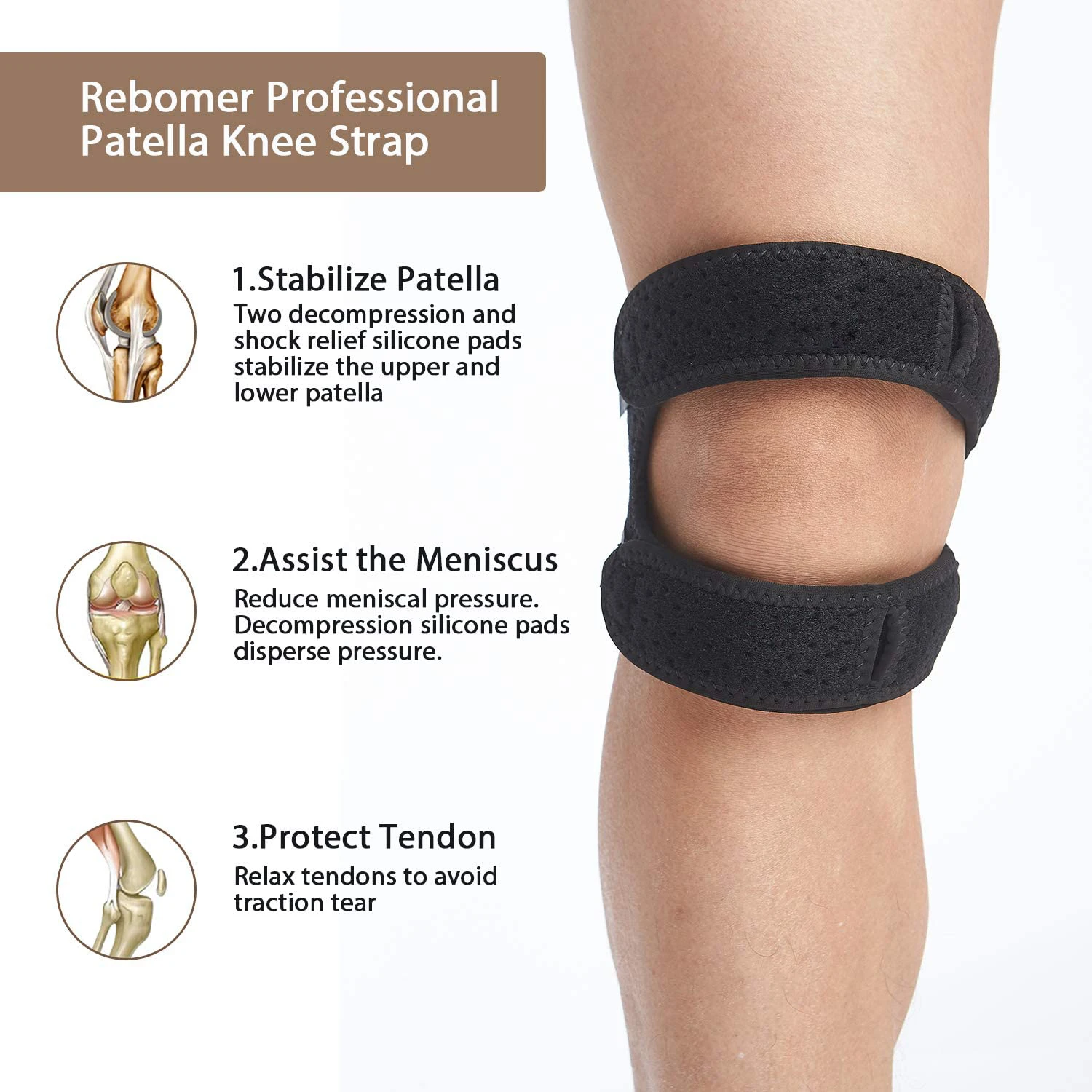 Patella Knee Strap Adjustable Knee Brace Support for Men Women Joint Pain Relief Patella Stabilizer Running Riding Hiking knee support