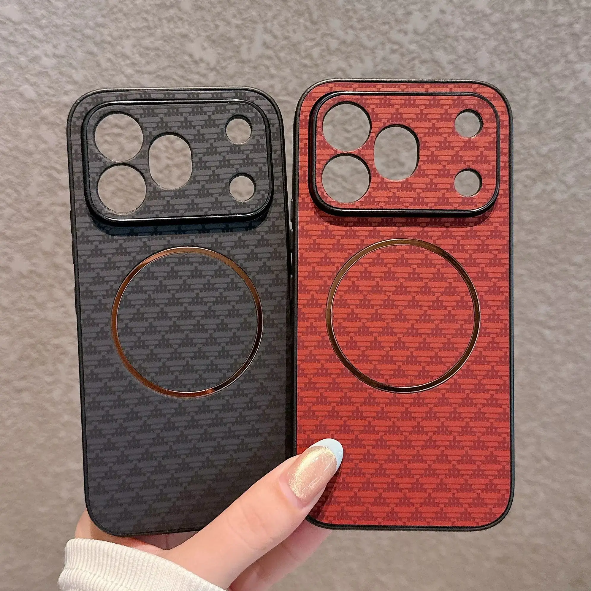 Enhanced Protective Matte Case with Triangle Texture and Magnetic Charging Capability