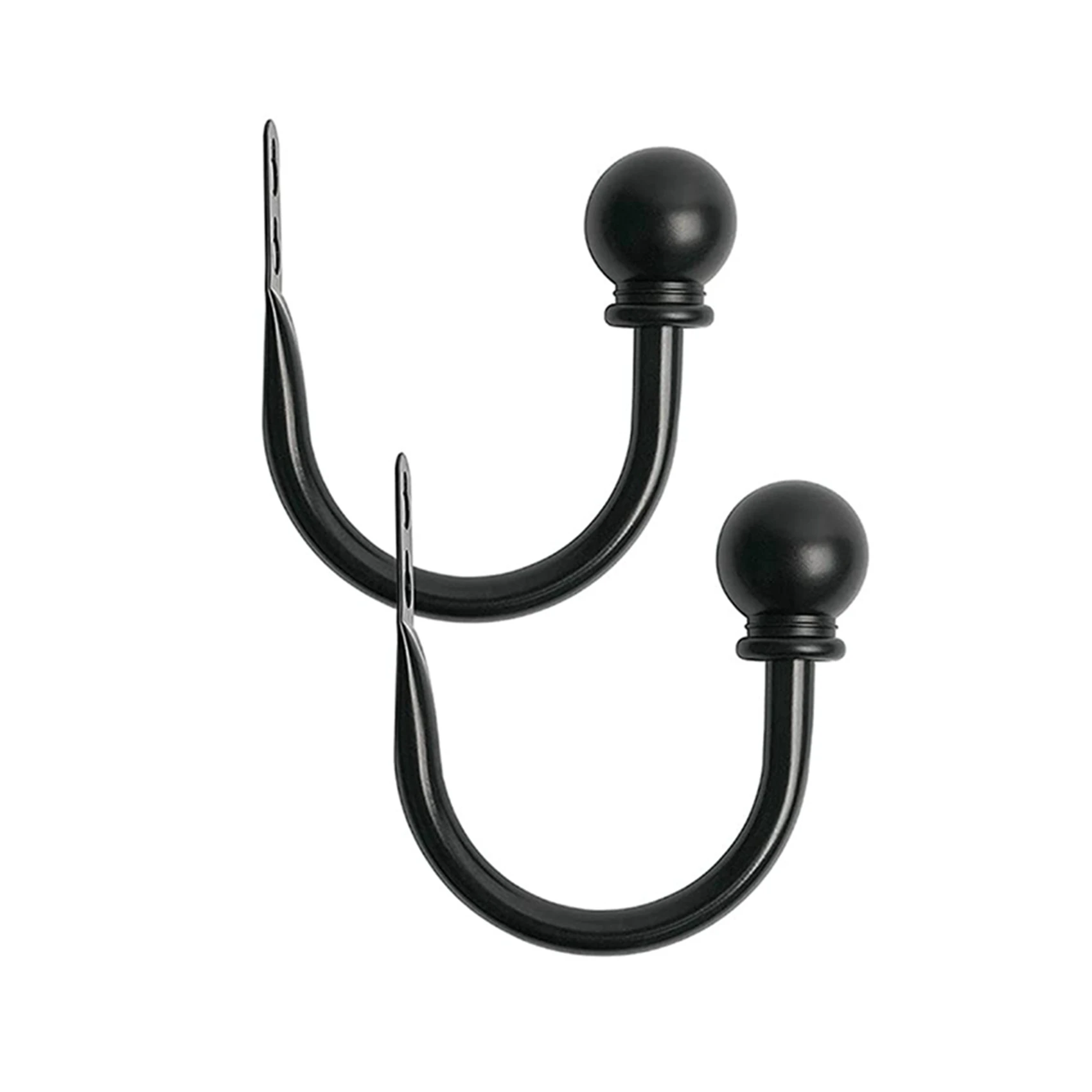 2 Pieces Curtain Frame with Screw Wall-Mounted Curtain Hook Bedroom Living Room Decorative Curtain Holder Balck