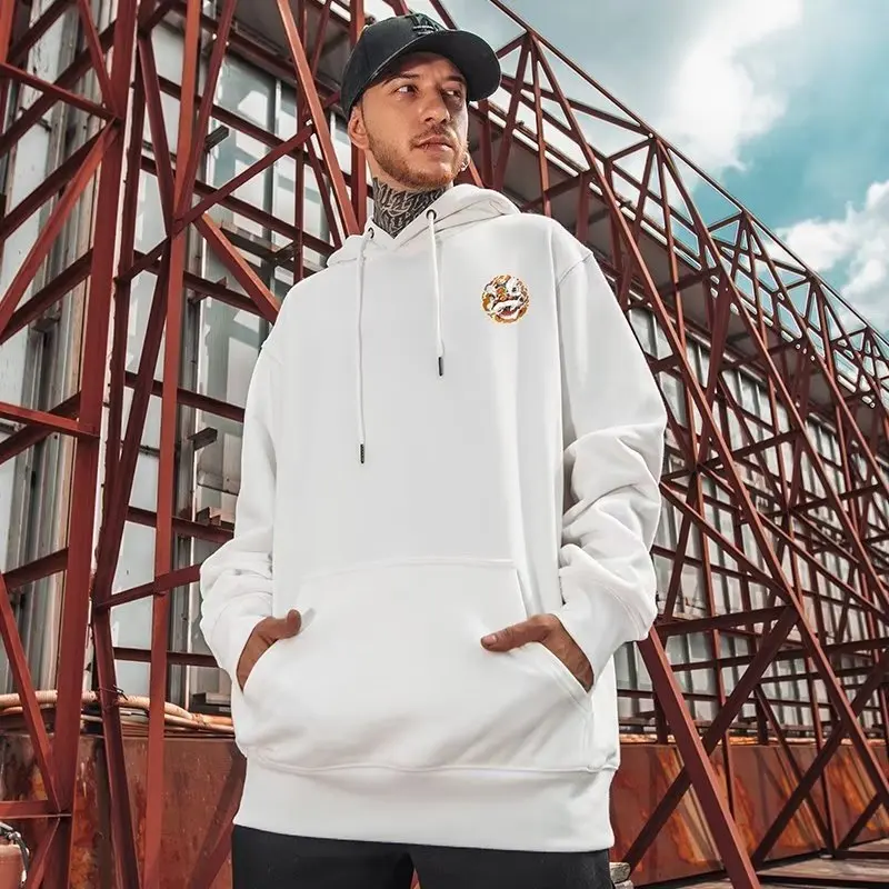 Hooded Sweater Men's Trendy Brand Large Size M-8XL Men's Autumn And Winter Style Plush And Thick Fat Hip-hop Pullover Jacket
