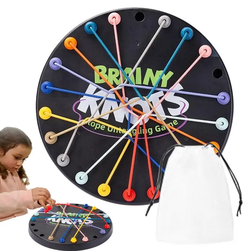 Kid Rope Knots Sensory Social Board Game Colore Twisted Connected Line Brain Strategy Logical Thinking Challenge Fun Table Game