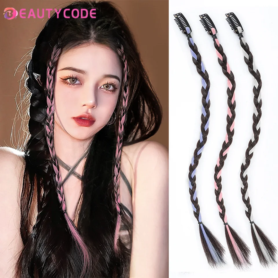 

BEAUTYCODE Synthesis MINI Braids Strap Synthetic Chignon With Band Hair Ring Crochet Braid Hair Ponytail Extensions