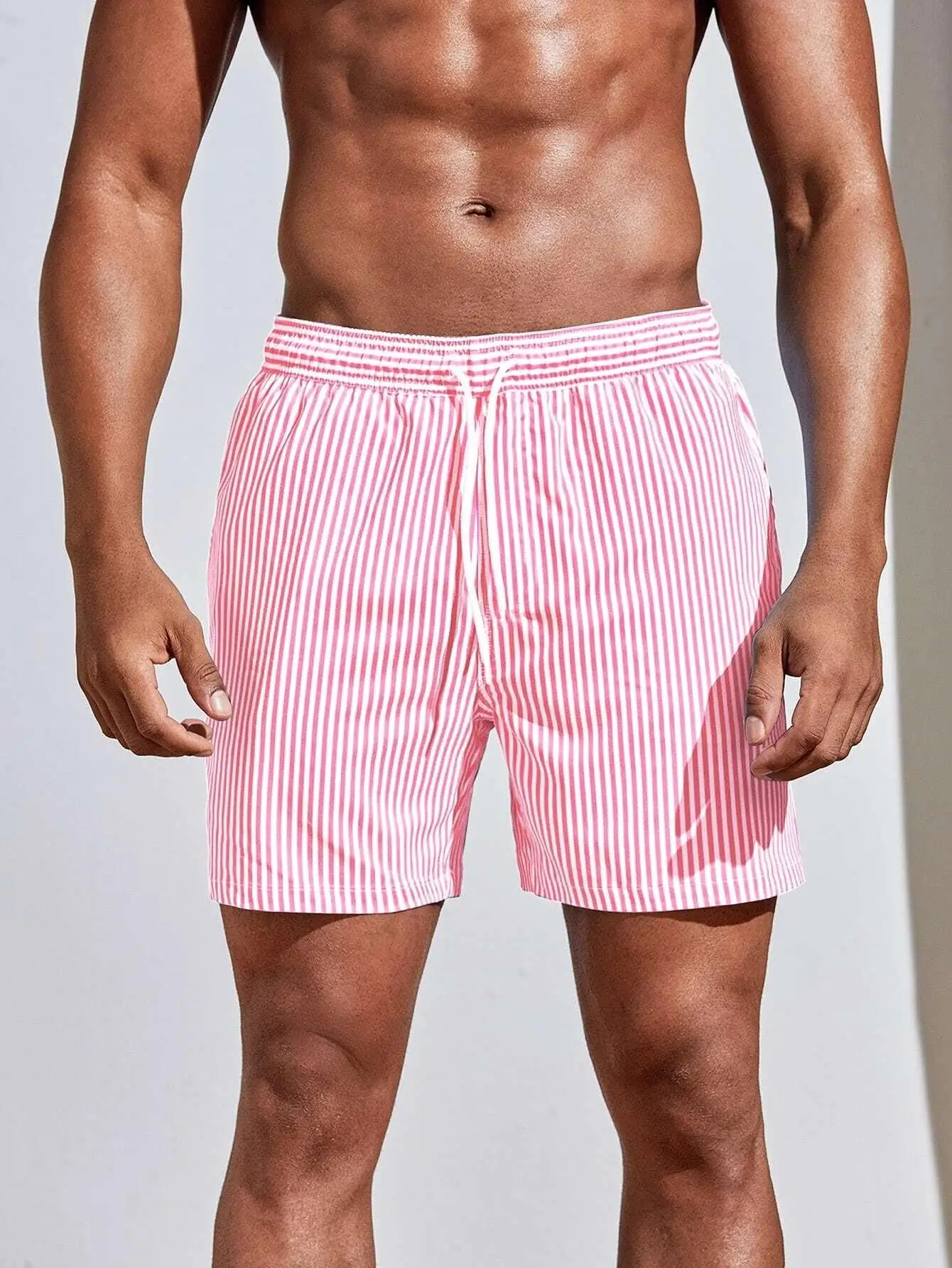 Funny 3D Stripe Print Male Shorts Summer Beach Vacation Swimming Shorts Fashion Drawstring With Pockets Gym Shorts Casual Shorts 4
