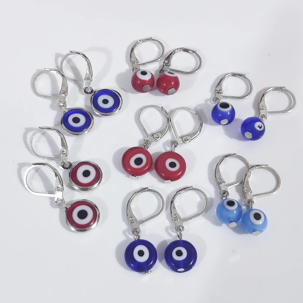 

Vintage Turkish Evil Eye Hoop Earrings For Women Bohemian Circle Mini Small Red Blue Eyes Earrings Jewelry
