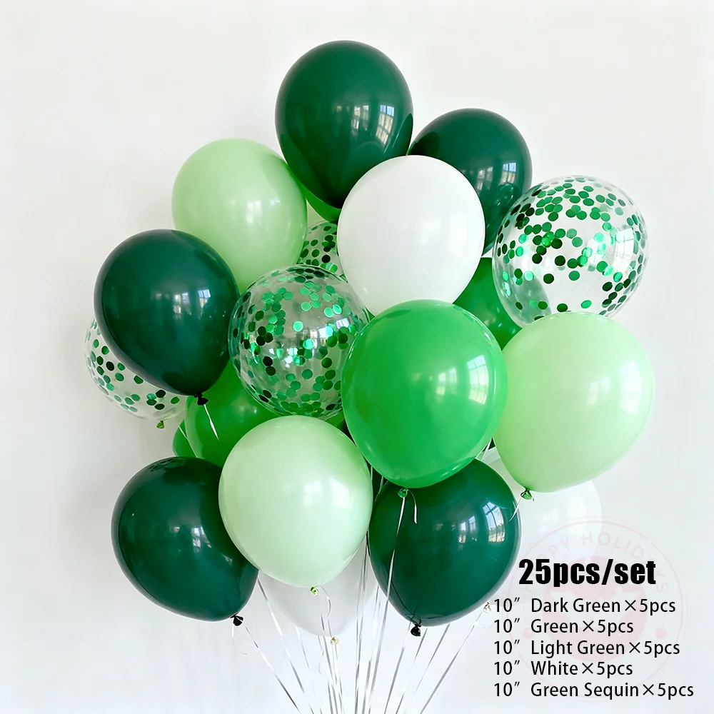25 Stück 25,4 cm mattgrüne Ballondekoration, hellgrüne Latexballons, grünes Glitzer-Ballon-Set, Geburtstag, Hochzeit, Event-Szene, Dekor – Detail 1