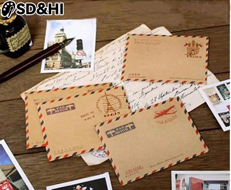

10 mini Fashion Cute Kawaii Korean Stationery for Cards Airmail image envelopes Mini Retro Vintage Paris Paper Envelope