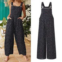 Summer New Women Casual Loose Flower Print Jumpsuits Women's Overalls Boho Sleeveless Square Collar Jumpsuits Rompers - Image 4