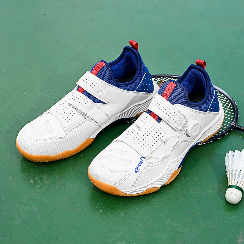 

High Quality Men Profession Badminton Shoes Rotary Buckle Design Men Tennis Sneakers Anti-slip Men Table Tennis Training Shoes