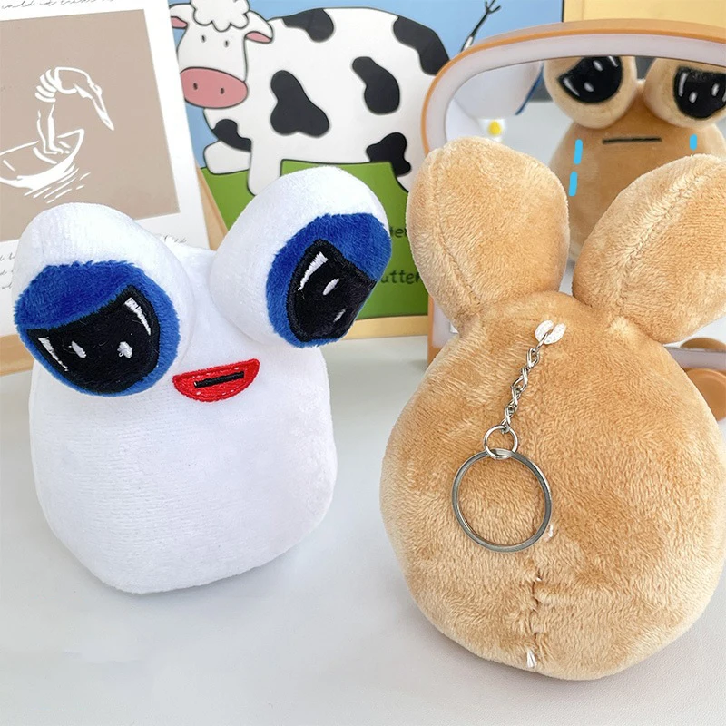 Game My Pet Alien Pou Plush Keychain Plush Doll Toys Furdiburb Emotion Big Eyes Alien Pendant Pou Keyring Backpack Charms Gifts 3