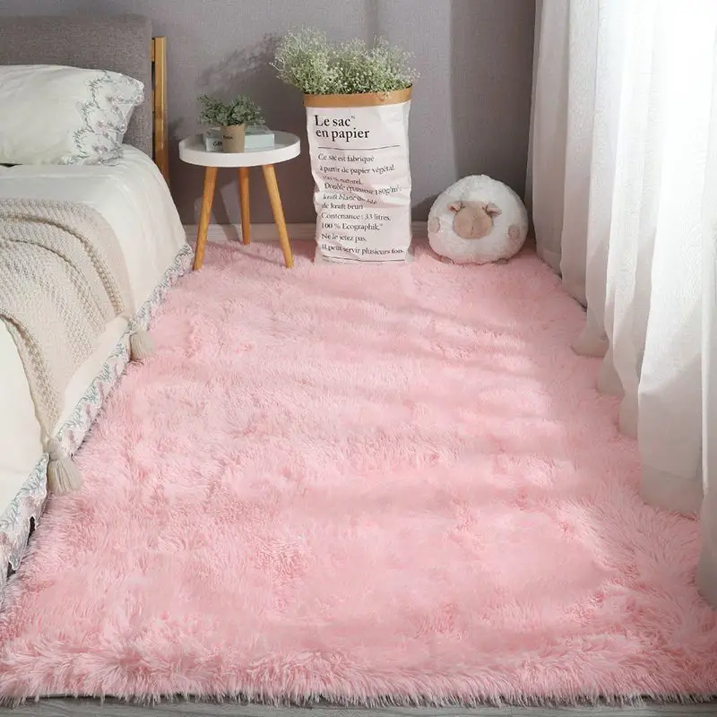 Rosa Teppich für Mädchen Shaggy Kinderboden Weiche Matte Wohnzimmer Dekoration Teen Fußmatte Nordic Red Fluffy Große Größe Teppiche_voghion.com