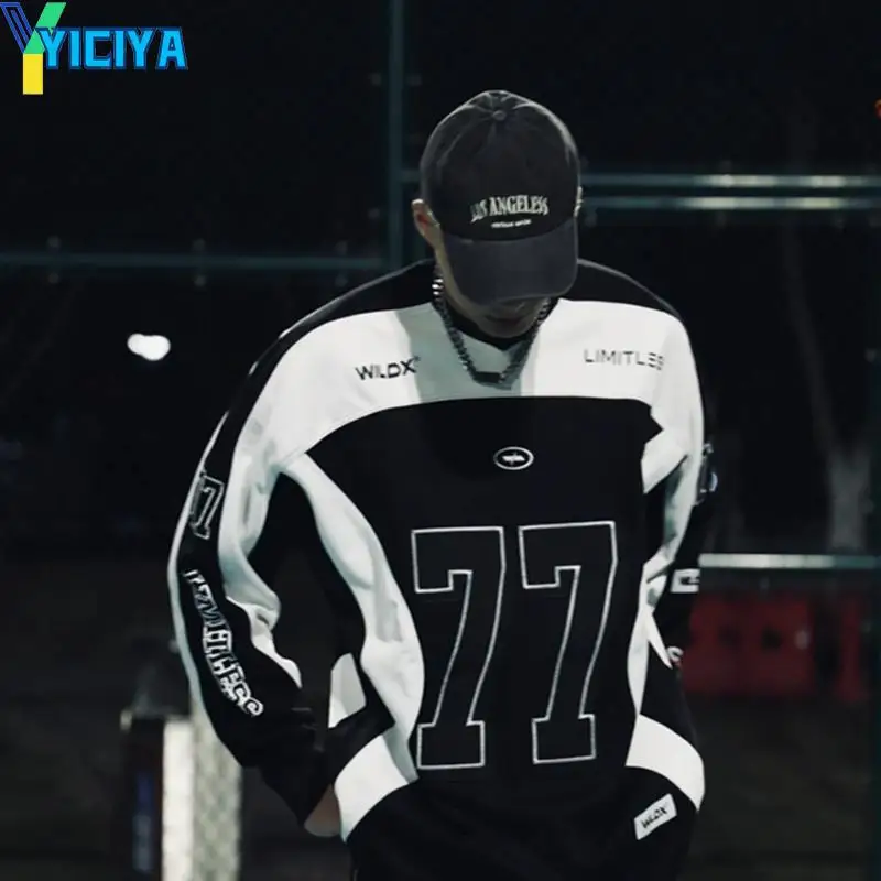 

Женская футболка с длинным рукавом YICIYA, футболка в Корейском стиле, кроп-топ в стиле оверсайз, одежда для гонок, Новинка лета 2024, футболки y2k