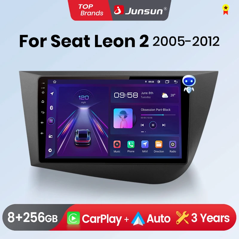 Junsun Wireless CarPlay Android Auto Car Radio for Seat Leon MK2 2005-2012 GPS Intelligent Systems Stereo Multimedia Autoradio