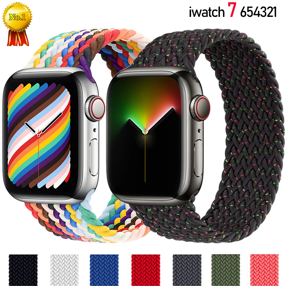 Braided Solo Loop For Apple Watch Band Se 76543 40mm 44mm Elastic Bracelet Strap on Smart Series 38mm 42mm 41mm 45mm Accessories